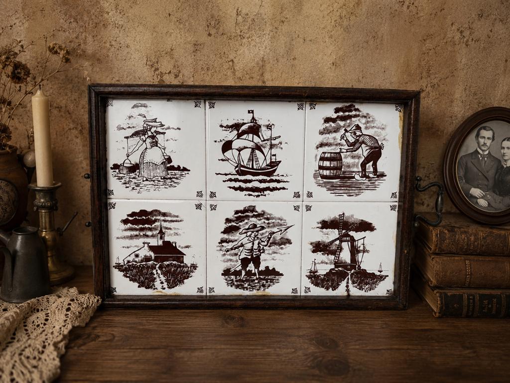 Antieke Tegeltableau met Nederlandse Scènes, Antiek en Kunst, Antiek | Wandborden en Tegels, Ophalen of Verzenden