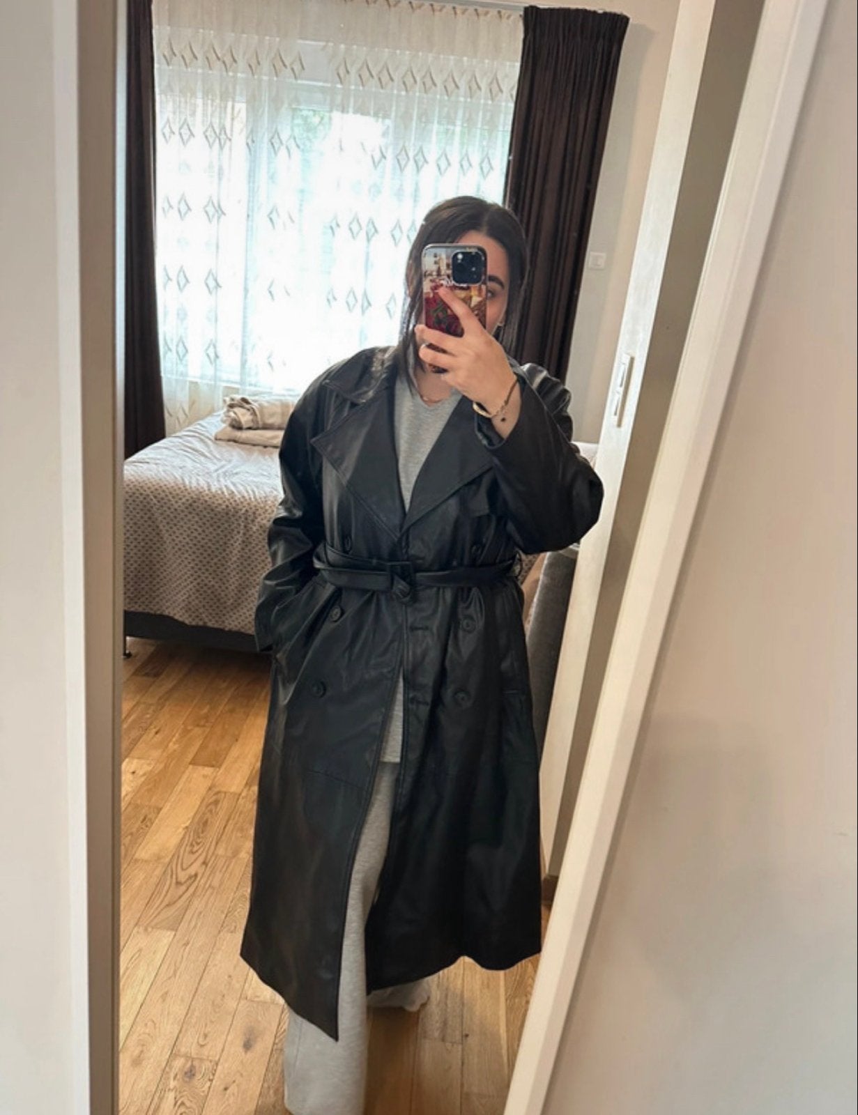 Nieuwe Bershka trenchcoat, maat L, Verzenden, Nieuw, Maat 42/44 (L), Zwart