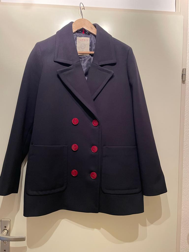 Esprit marineblauwe jas met rode knopen, maat M, Kleding | Dames, Ophalen of Verzenden, Zo goed als nieuw, Maat 38/40 (M), Blauw