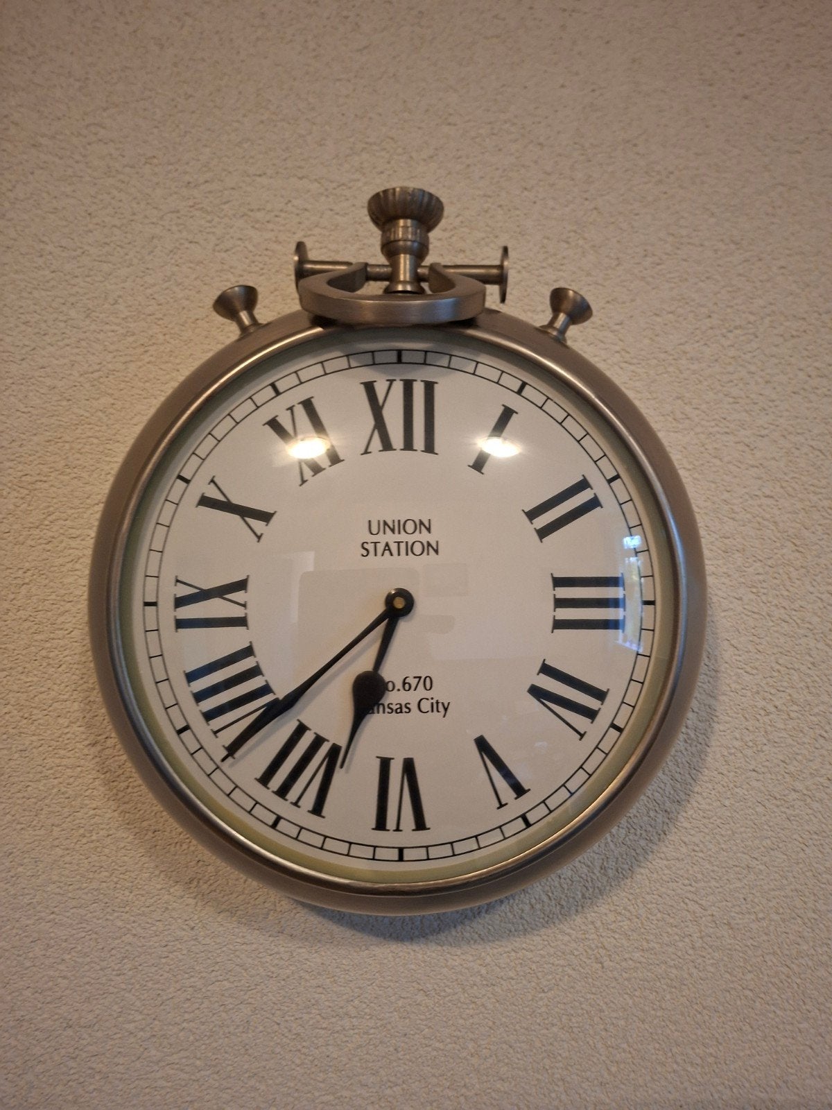 Wandklok Union Station Kansas City, Ophalen, Zo goed als nieuw, Zilver, Wandklok