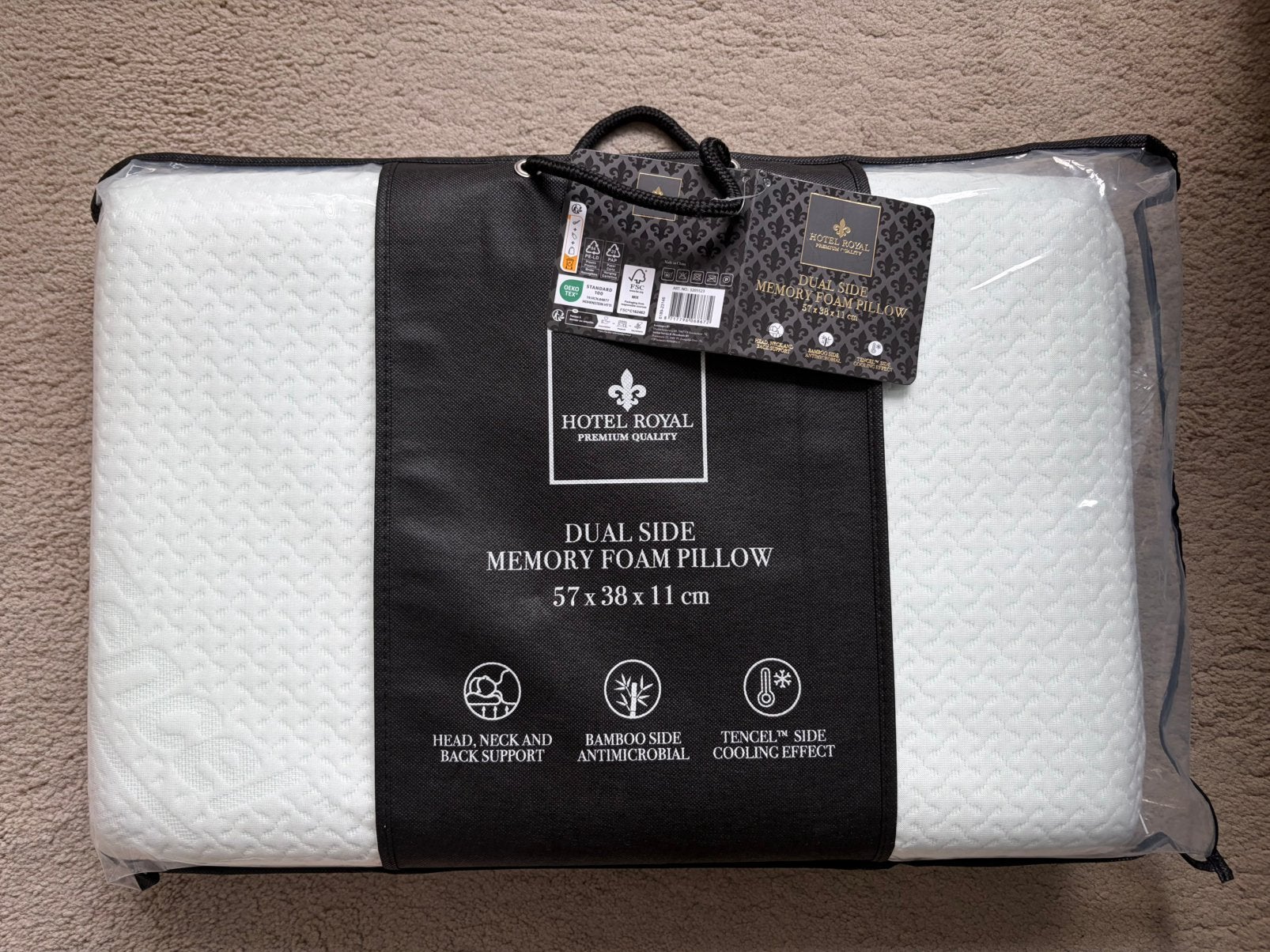 Nieuw Hotel Royal Memory Foam Kussen – Tencel & Bamboo, Eenpersoons, Wit, Nieuw, Ophalen of Verzenden