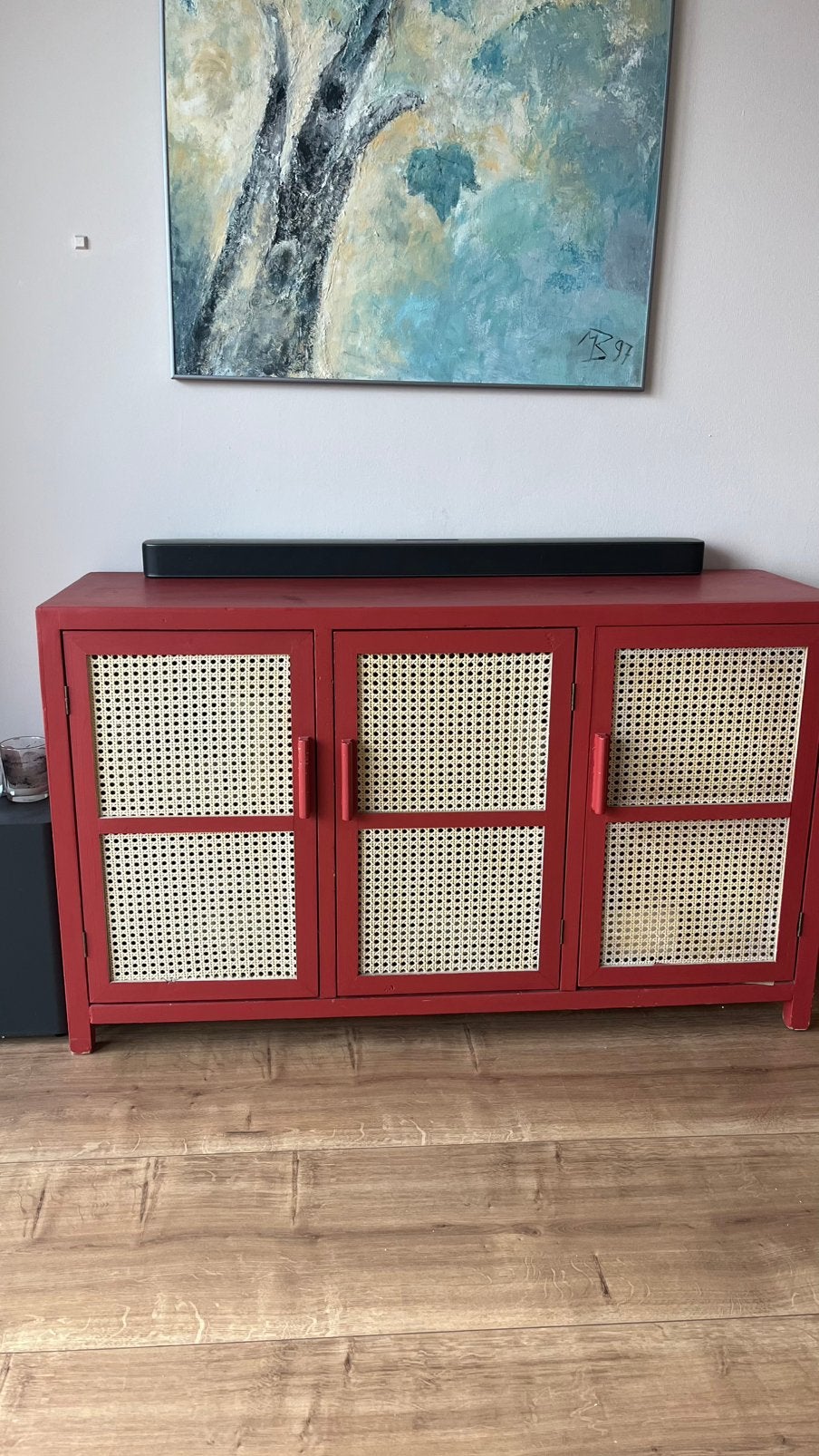 Rood hout dressoir, Ophalen, Overige materialen, 100 tot 150 cm, 25 tot 50 cm