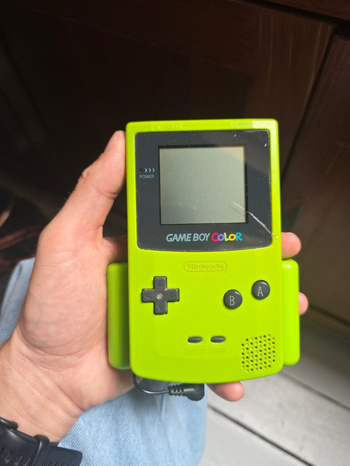 Game Boy Color met Power Grip - Neon Groen, Spelcomputers en Games, Spelcomputers | Nintendo Game Boy, Ophalen of Verzenden, Gebruikt