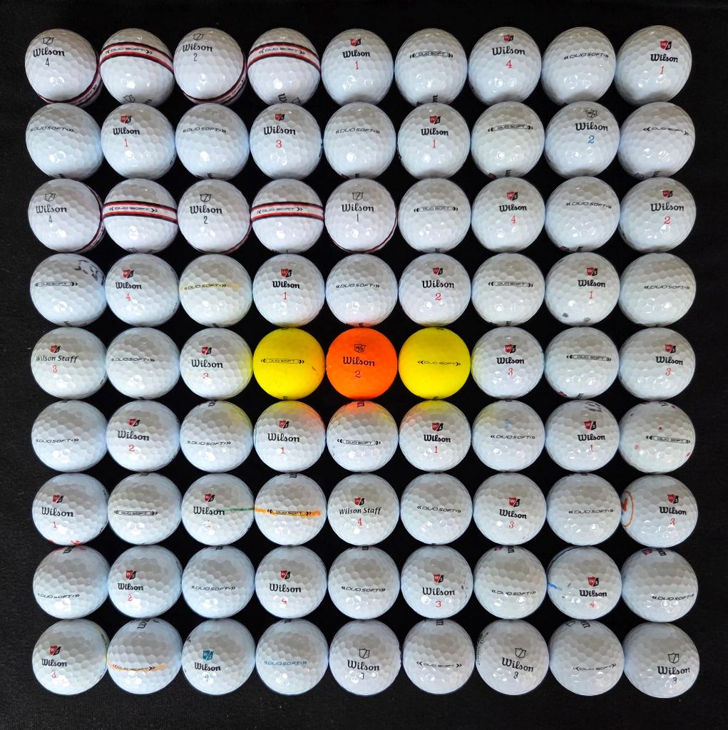 81 (minder kan ook) hele mooie Wilson DUO Soft golfballen, Ophalen of Verzenden, Zo goed als nieuw, Bal(len)