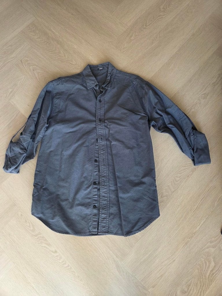 Denham donkergrijs overhemd XL, Kleding | Heren, Ophalen of Verzenden, Zo goed als nieuw, Grijs, Halswijdte 43/44 (XL)