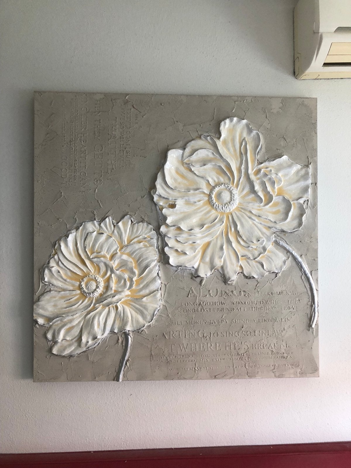 Schilderij 100 cm muurdecoratie 3D met bloemen en textuur, Huis en Inrichting, Ophalen, Zo goed als nieuw, Schilderij