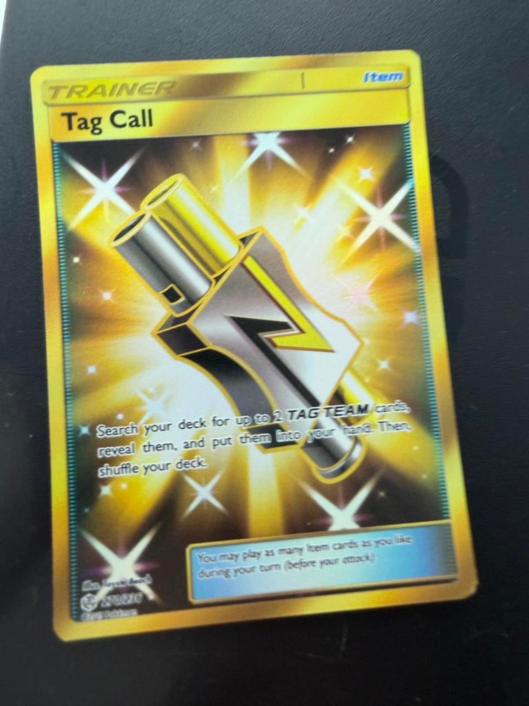 Pokémon TCG Tag Call Gouden Trainer Kaart, Ophalen of Verzenden, Zo goed als nieuw, Losse kaart, Foil