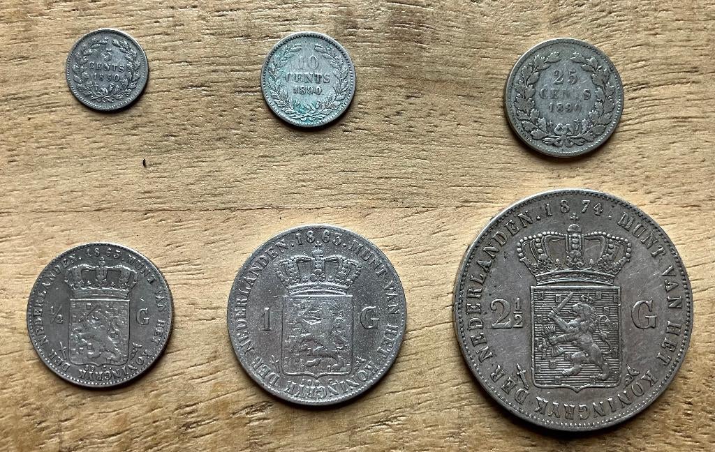 setje verschillende munten Willem III (1850-1874), Postzegels en Munten, Munten | Nederland, Ophalen, Koning Willem III, Setje