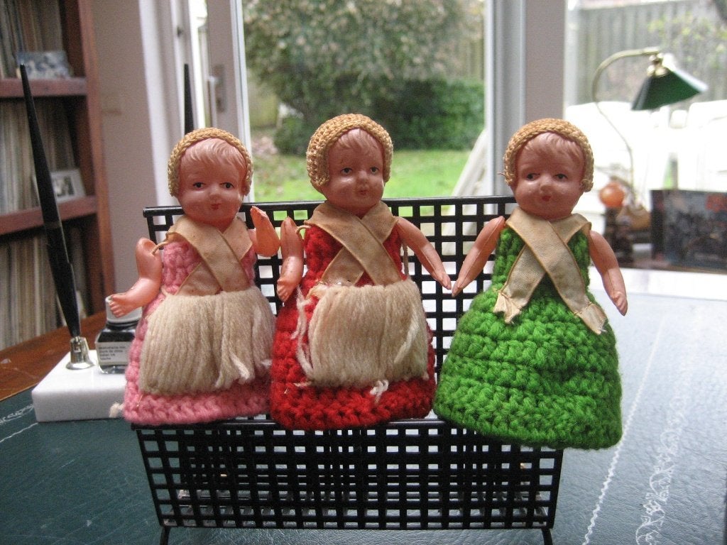 Antieke poppetjes 3x eierwarmers, Ophalen of Verzenden