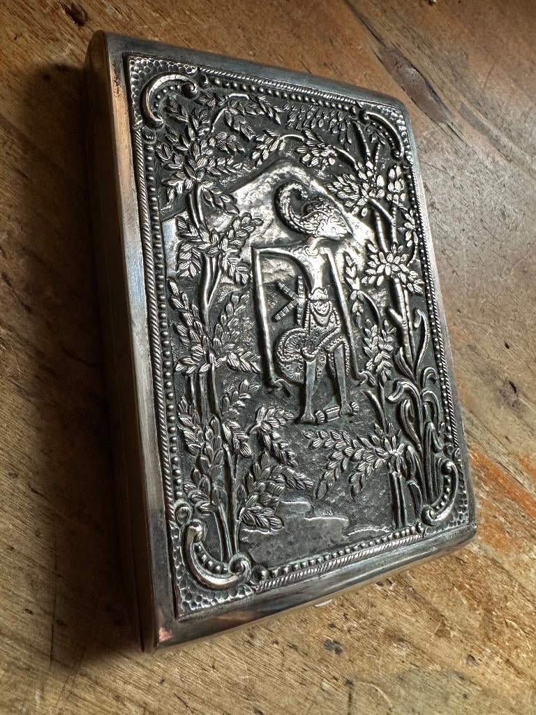Vintage 800 zilveren djokja sigaretten doos, Antiek en Kunst, Antiek | Goud en Zilver, Verzenden, Zilver