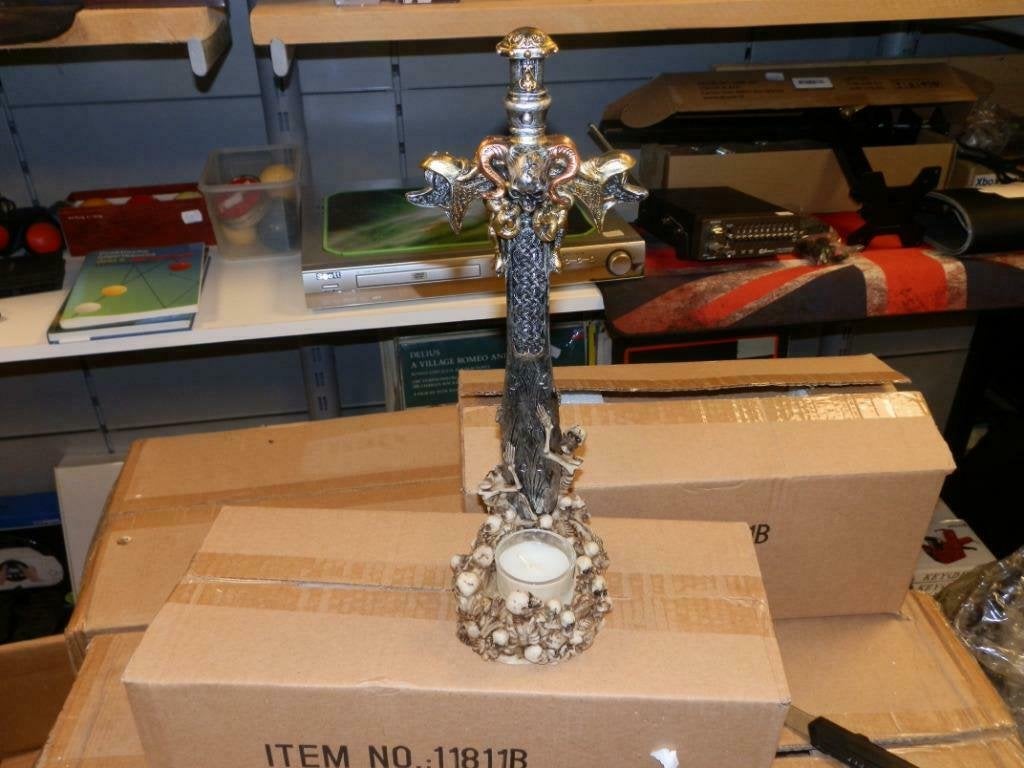 Waxinelicht houder skull skelet 30 cm hoog, Ophalen of Verzenden, Nieuw, Kunststof, Kandelaar