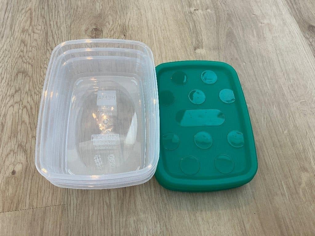 Nieuw voorraad bakjes HEMA 3 x 600 ml, Voorraadpot, Ophalen of Verzenden, Nieuw, Kunststof