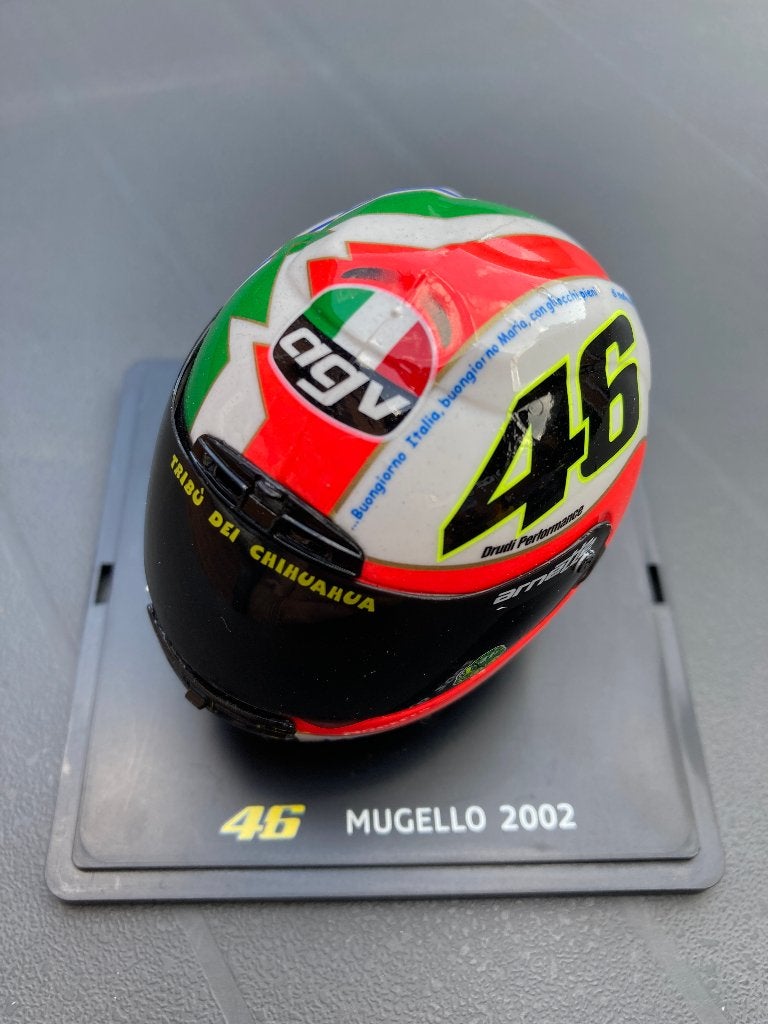 ✅ Valentino Rossi 1:5 helm Mugello 2002 Honda RC211V MotoGP, Verzamelen, Automerken, Motoren en Formule 1, Ophalen of Verzenden