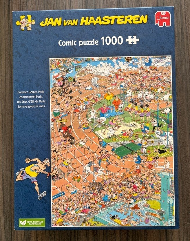 Jan van Haasteren: Zomerspelen Parijs - 1000 stukjes, Ophalen of Verzenden, 500 t/m 1500 stukjes, Zo goed als nieuw