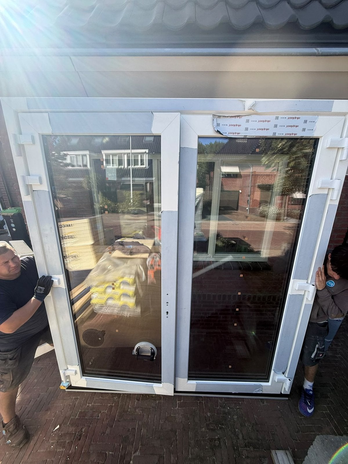 Kunststof buitendeur met kozijn – Aluplast Ideal 7000 NL, Ophalen, Kunststof, Deurkozijn, Zo goed als nieuw
