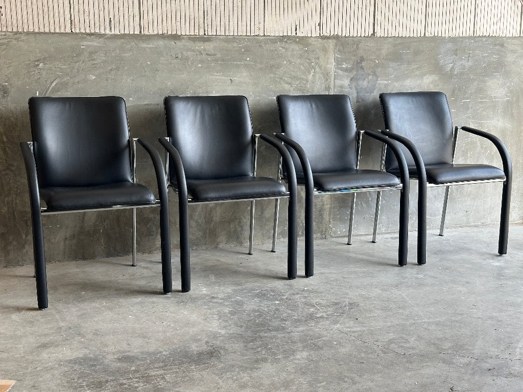 4 Leolux Cimarrone eetkamerstoelen, Huis en Inrichting, Ophalen, -, LEOLUX, Zwart