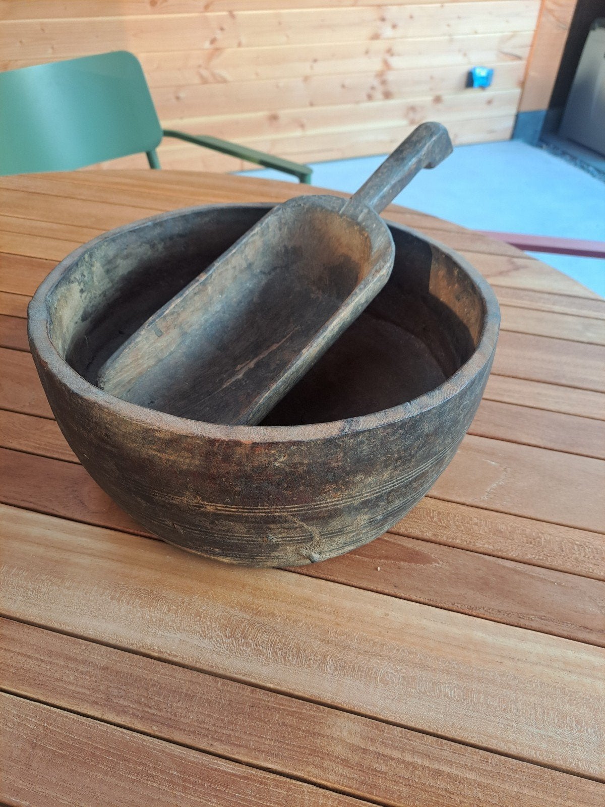 Hoffz houten bak met schep, Ophalen, Zo goed als nieuw, Rond, Hout