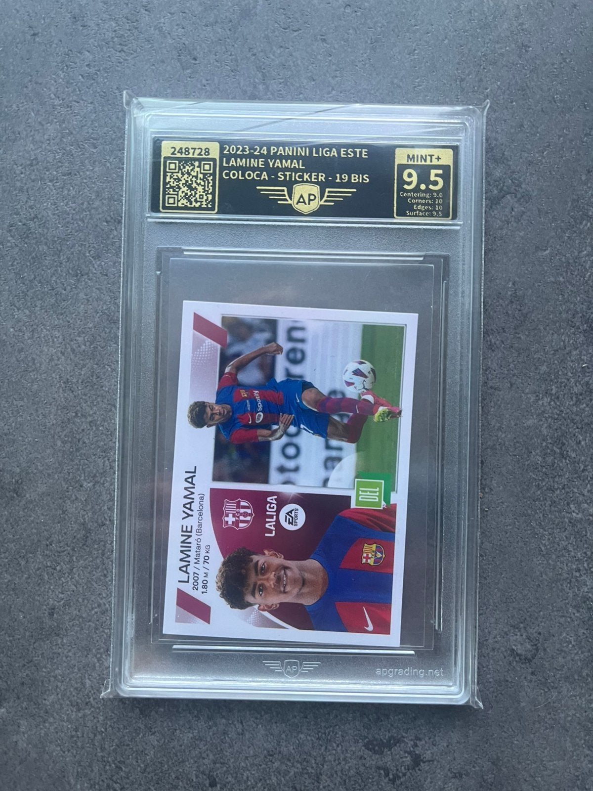 2023-24 Panini LaLiga Este #19BIS Lamine Yamal Rookie AP 9,5, Verzenden, Zo goed als nieuw, Plaatje