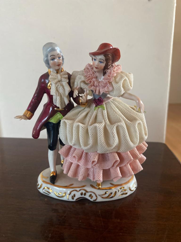 Vintage Porseleinen Beeldje: Dansend Paar in Rococo Stijl, Antiek en Kunst, Antiek | Porselein, Ophalen of Verzenden