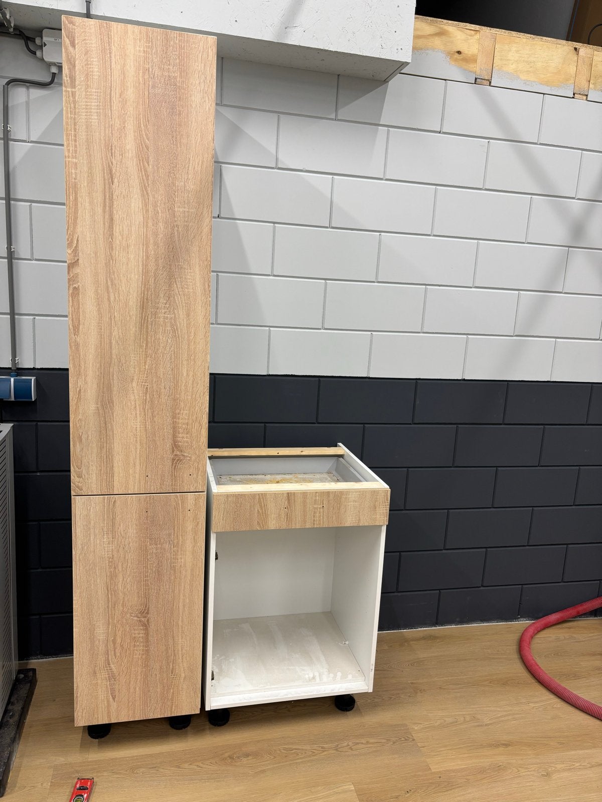 Bruynzeel Hoge en lage keukenkast met lade - Nieuwstaat, Huis en Inrichting, Ophalen, 200 cm of meer, Wit, Nieuw