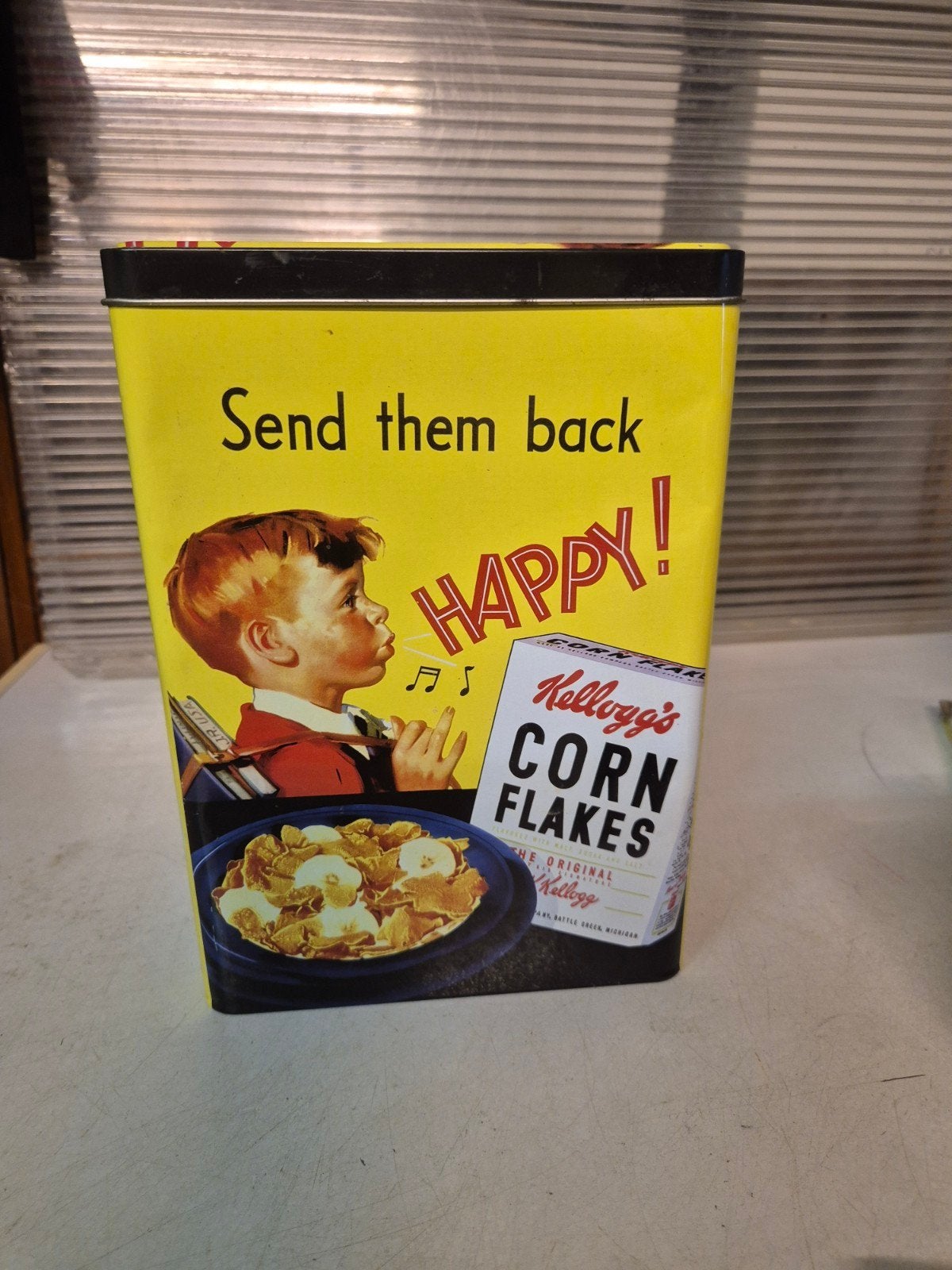 Kellogg's cornflake's blik, Verzamelen, Blikken, Ophalen of Verzenden, Gebruikt, Overige