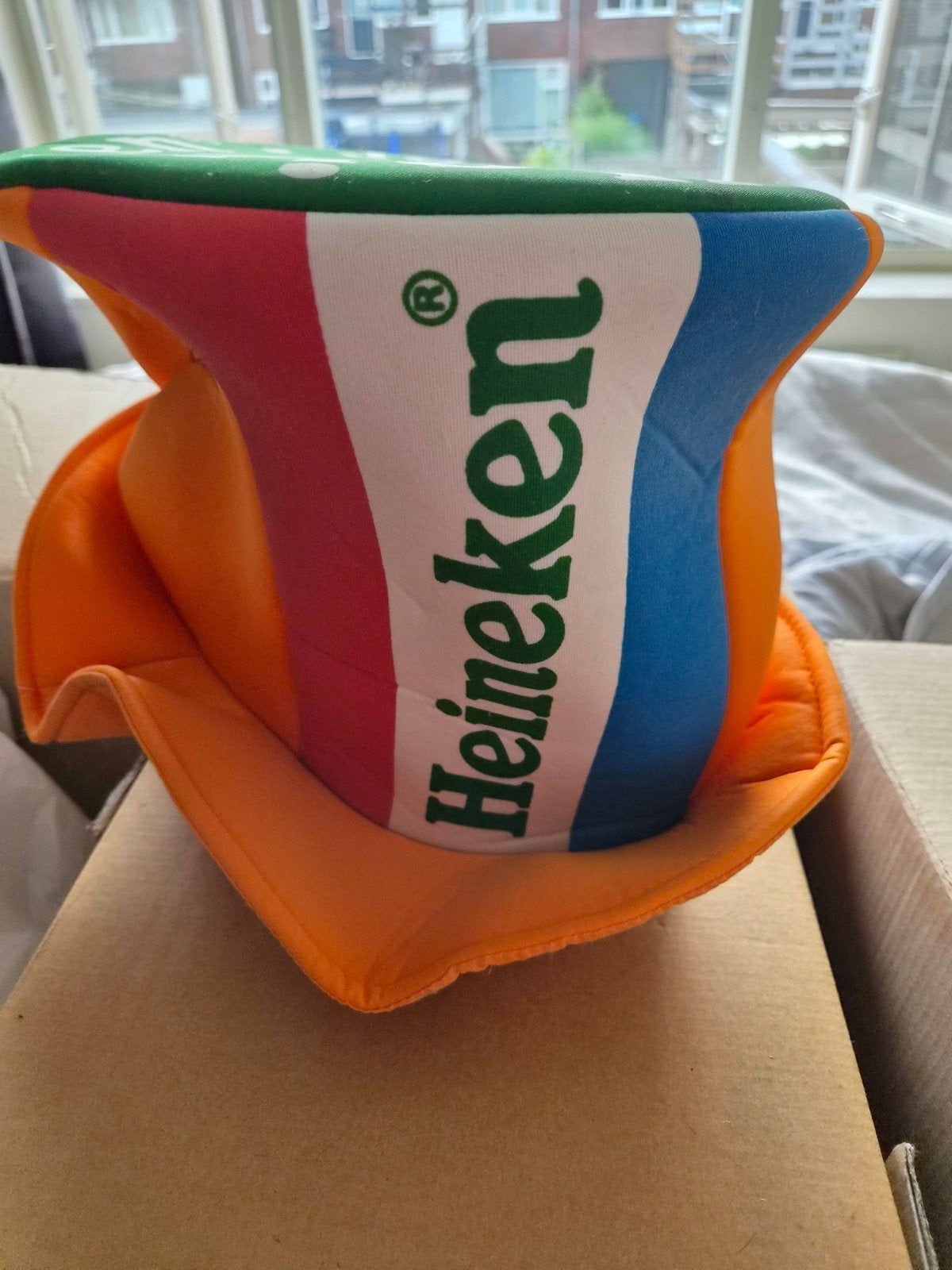 Heineken Hoed Oranje Feestmuts, Ophalen of Verzenden, Zo goed als nieuw, Kleding, Heineken