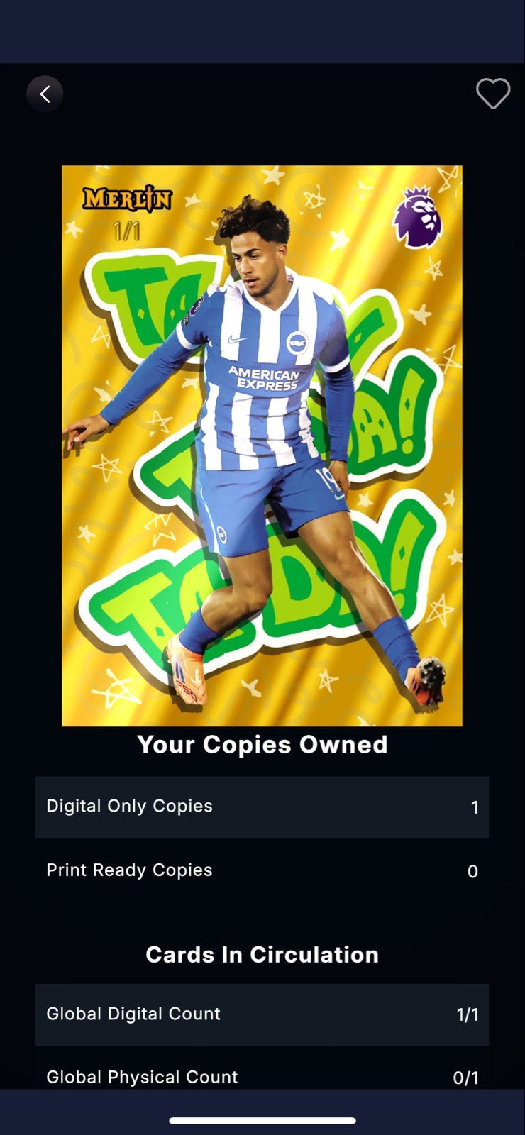 Charalampos kostoulas 1/1 merlin Brighton & Hove Albion, Ophalen, Nieuw, Buitenlandse clubs, Spelerskaart