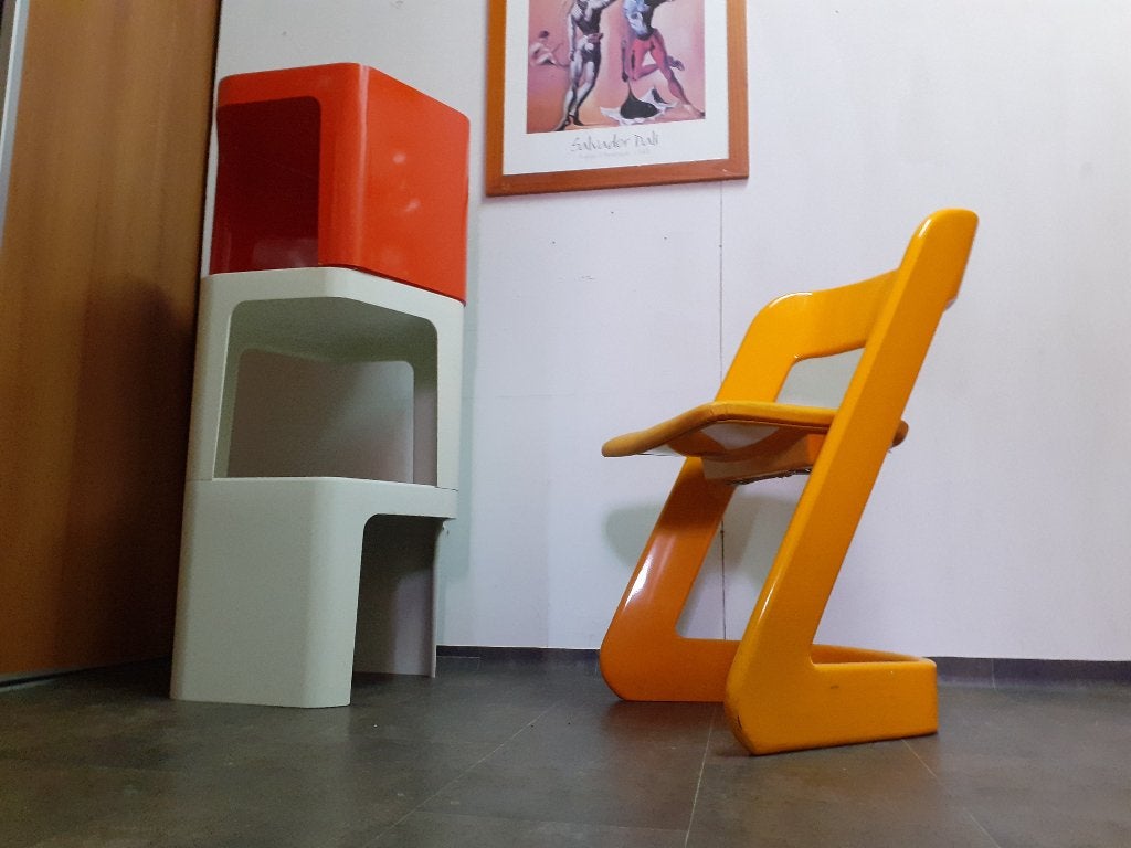 geel kunststof klapstoel Lucy jaren 70 space age design, Kunststof, Gebruikt, Overige kleuren, Form+Life Collection Germany