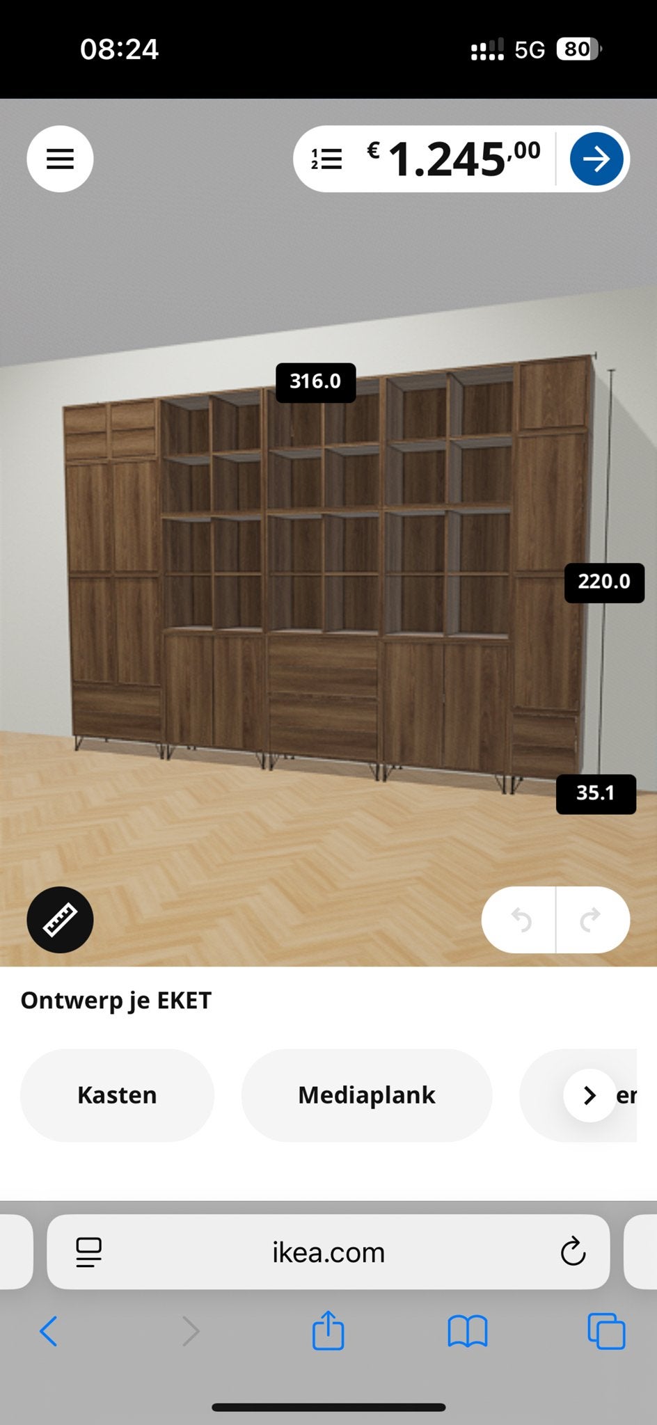 GEZOCHT: IKEA Eket walnoot kasten, Huis en Inrichting, Gebruikt, Verzenden, Minder dan 100 cm, 25 tot 50 cm