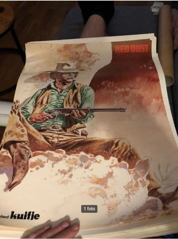 comanche red dust bestel poster kuifje (rek), Eén stripboek, Ophalen of Verzenden, Zo goed als nieuw
