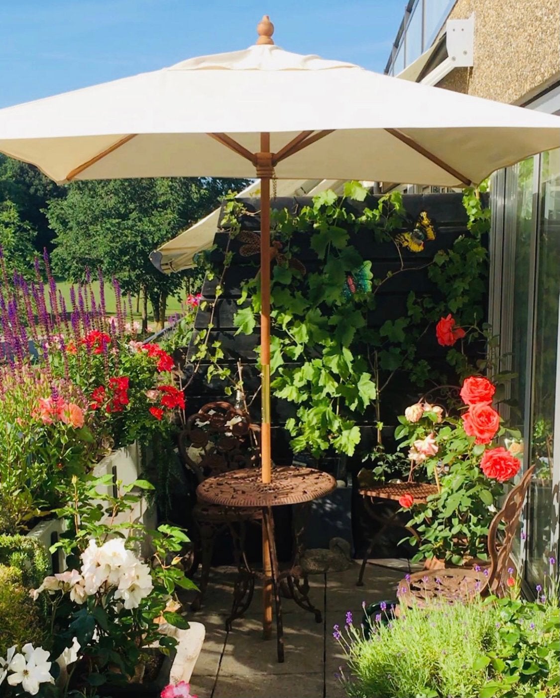 Parasol vierkant van canvas en hout, Tuin en Terras, Ophalen, Gebruikt, 1 tot 2 meter