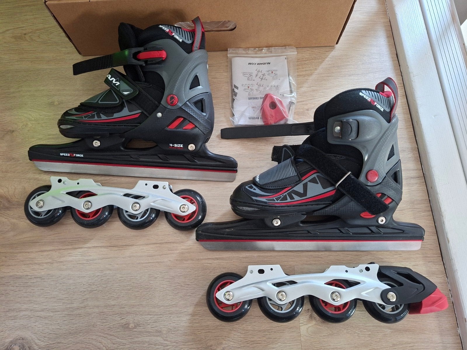 Nijdam Junior verstelbare combi schaatsen/inline skates, Sport en Fitness, Schaatsen, Ophalen, Nieuw, Combinoren, Nijdam