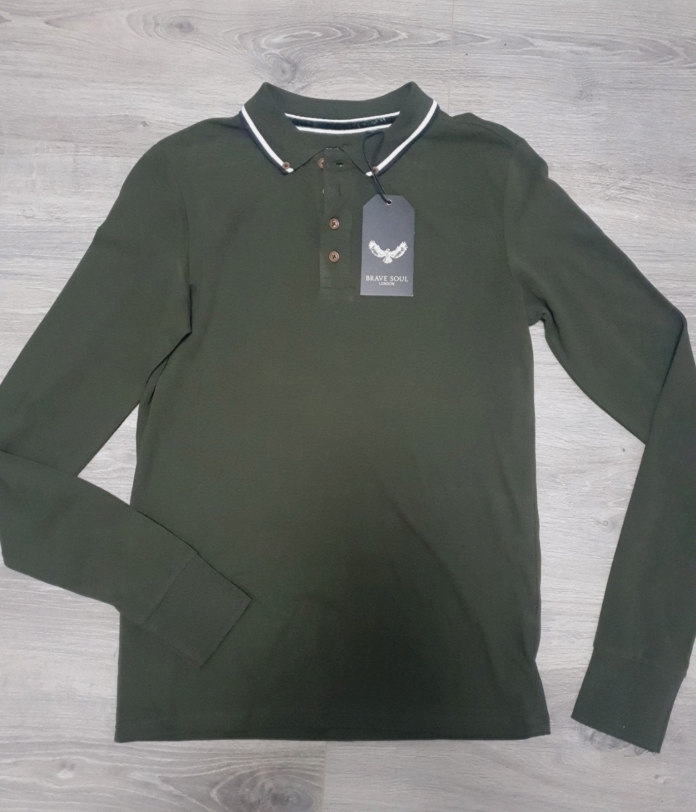 Brave Soul Longsleeve Polo Shirt - Maat S - Nieuw, Brave Soul, Nieuw, Ophalen of Verzenden, Groen