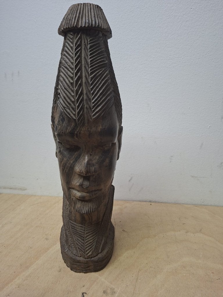 Handgesneden Afrikaanse houten buste – jaren 50, Ophalen, Buste, Handgemaakt, 20 - 50 cm