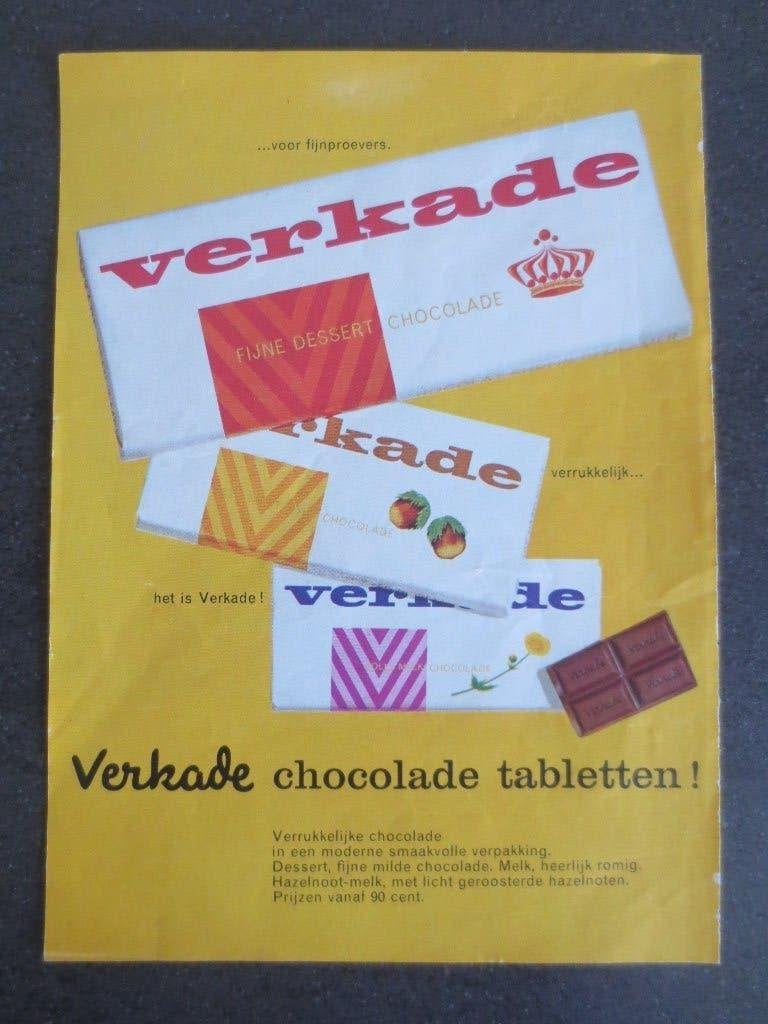 Verkade Reclame: Verkade Choclade Tabletten v Fijnproevers, Ophalen of Verzenden, Zo goed als nieuw, Reclamebord