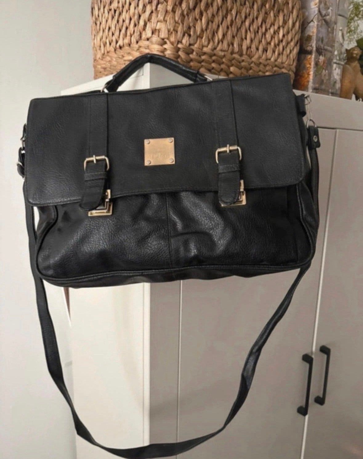 Vintage Bulaggi Aktetas / Laptoptas / Schoudertas Zwart, Ophalen of Verzenden, Gebruikt, Zwart, Overige typen