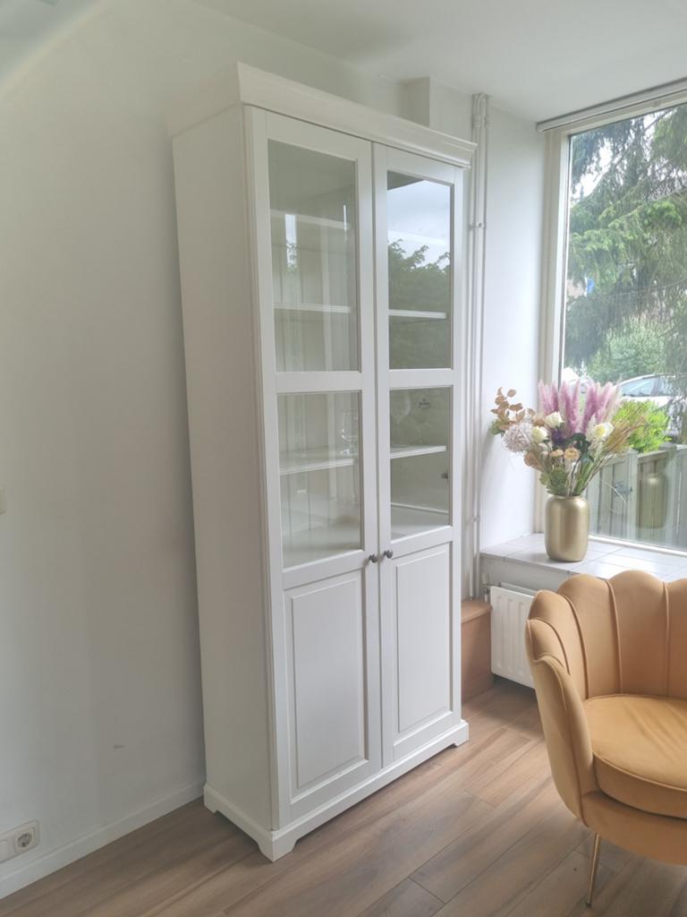 Ikea Hemnes buffetkast wit met glazen deuren, Ophalen, 50 tot 100 cm, Landelijk, Scandinavisch, 25 tot 50 cm