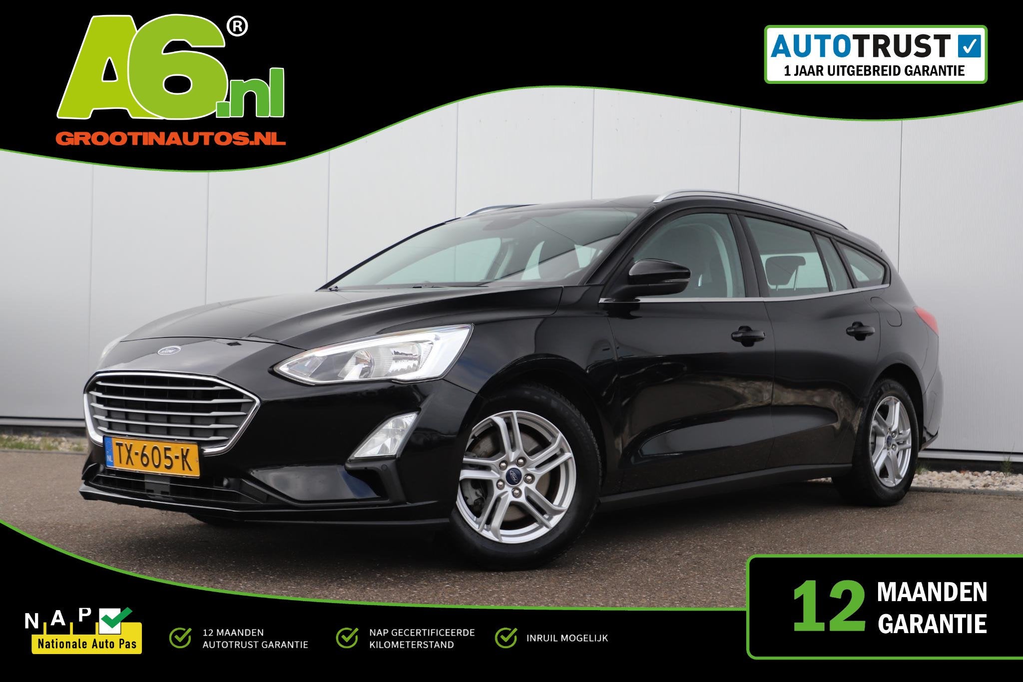 Ford Focus Wagon 1.0 EcoBoost Trend Edition Business 101PK N, Gebruikt, Euro 6, Met garantie (alle), 1283 kg
