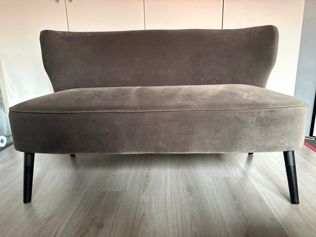 Velours Bank Bruin - 120x70 cm, Huis en Inrichting, Banken | Bankstellen, Ophalen, Gebruikt, Minder dan 75 cm, Tweepersoons