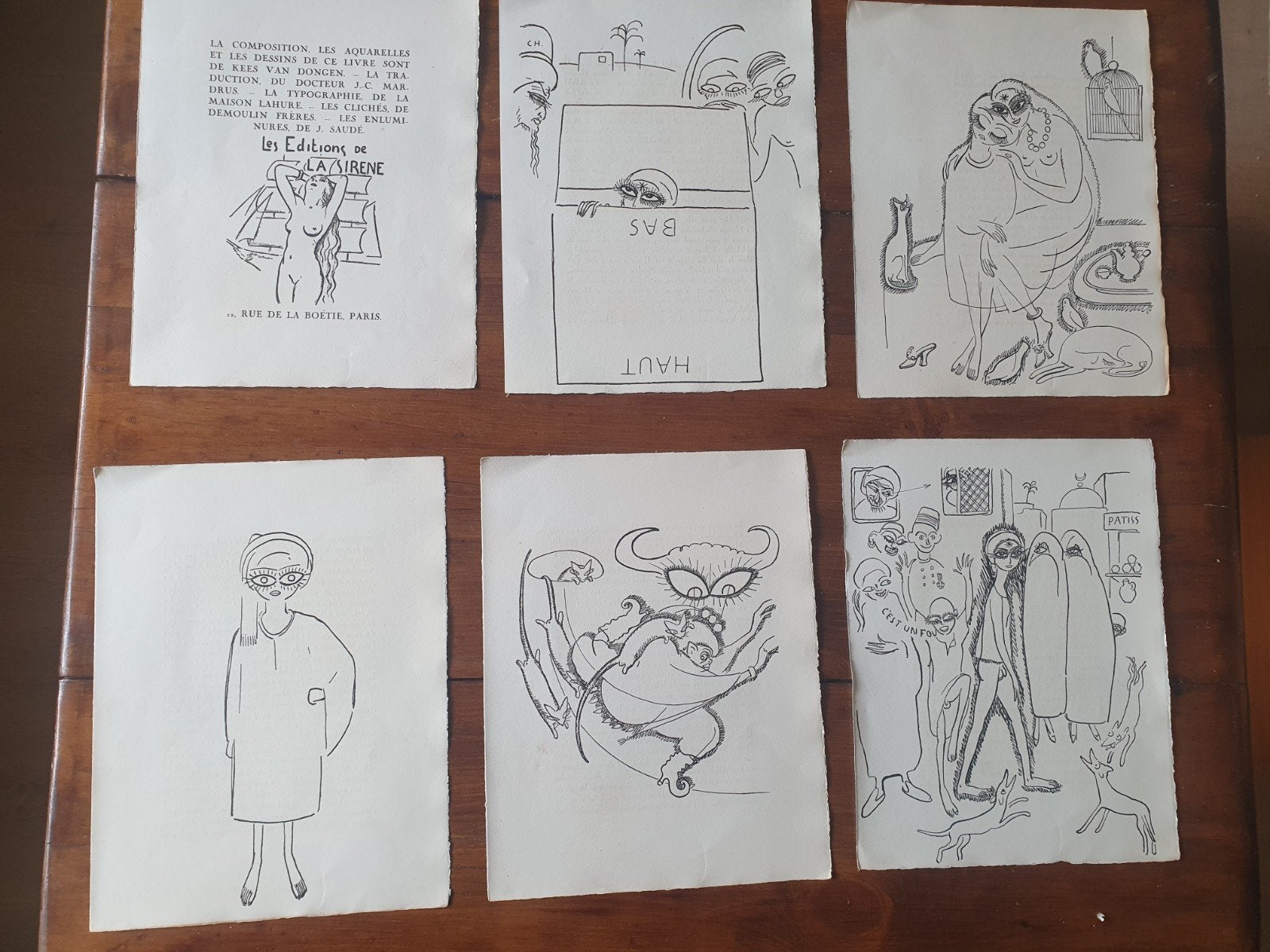 6 originele litho's Kees van Dongen (1918) Hassan Badreddine, Ophalen