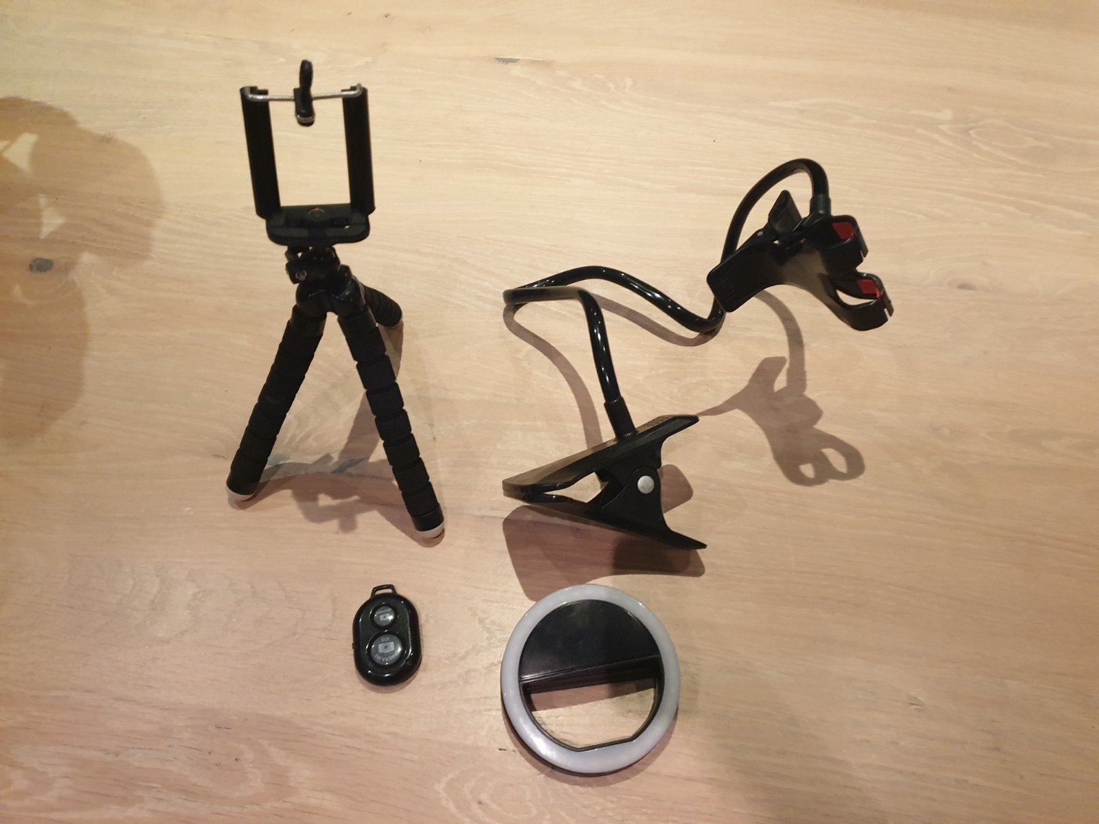 Telefoonhouder set met afstandsbediening en ringlamp, Ophalen of Verzenden, Zo goed als nieuw