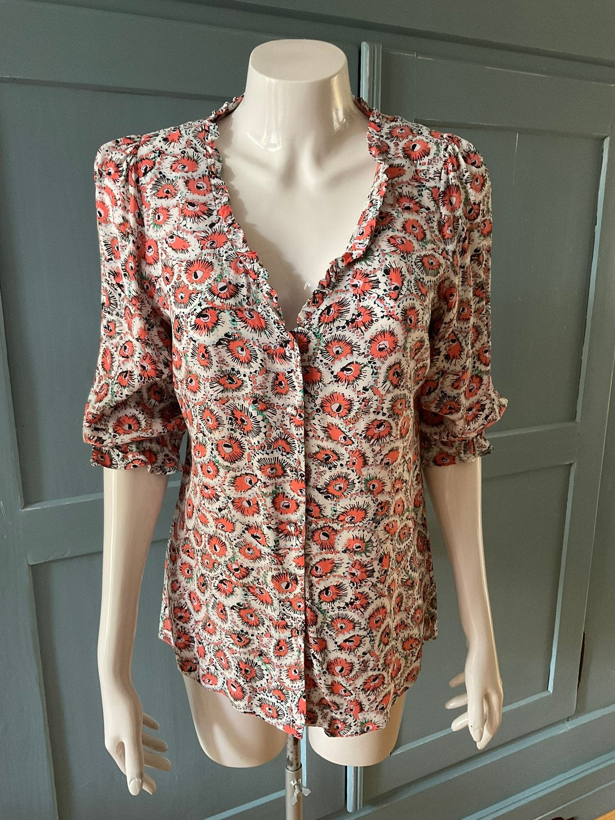 Fabienne Chapot blouse mt. 36 / S met leuke print, Kleding | Dames, Blouses en Tunieken, Meerkleurig, Ophalen of Verzenden, Zo goed als nieuw