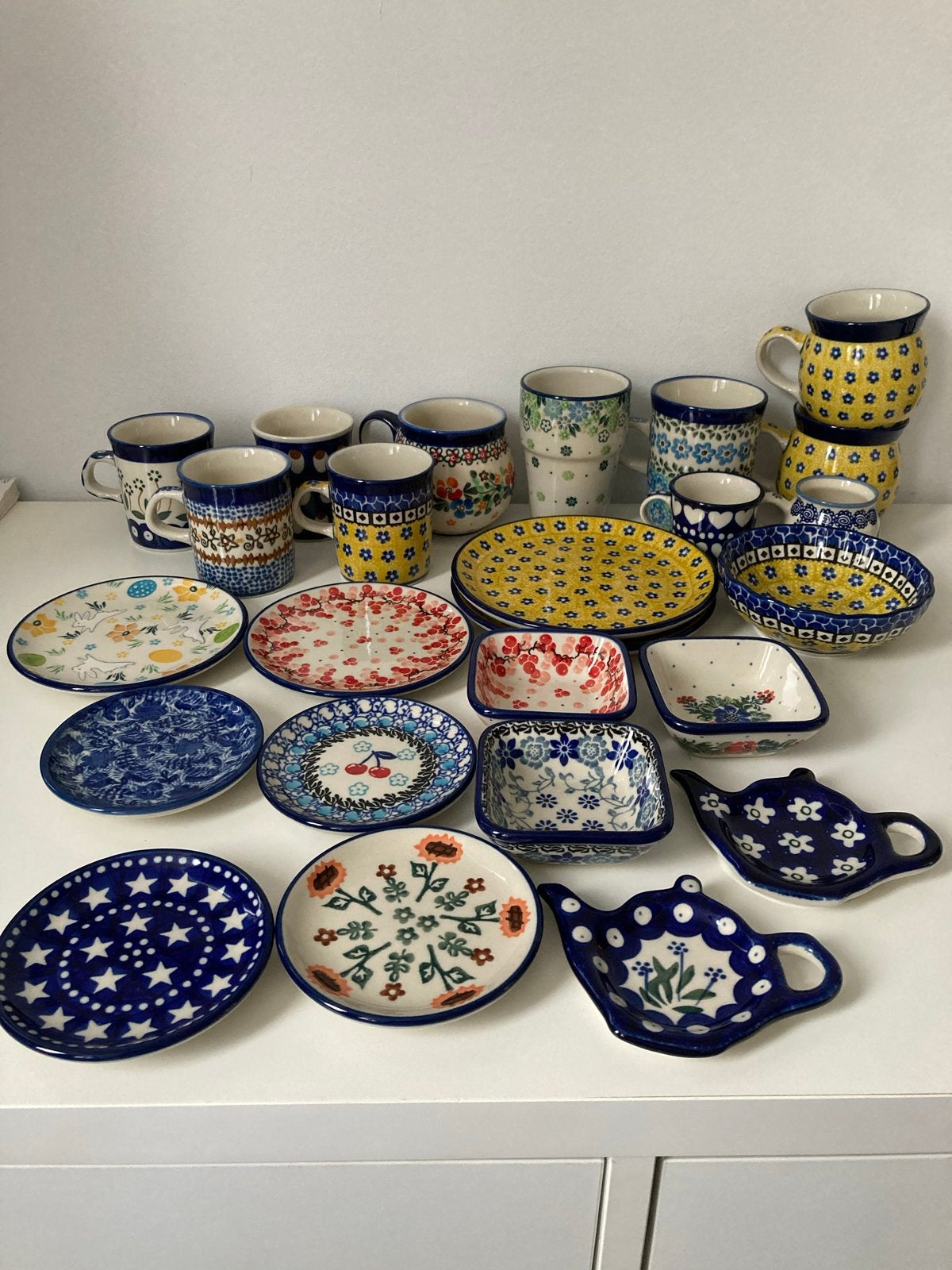 25-delige set Bunzlau Pools servies, Boleslawiec, Overige merken, Keramiek, Landelijk/Boerenbont, Ophalen of Verzenden