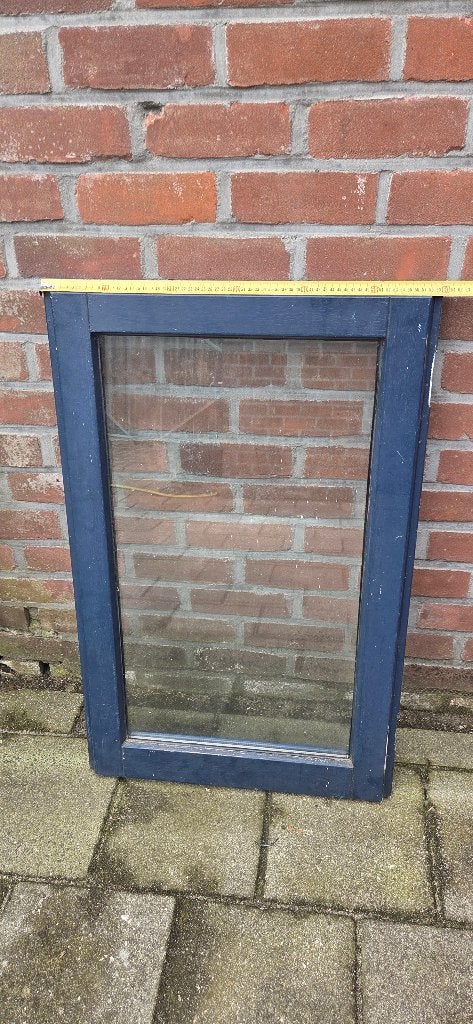Hardhouten uitzetraam met thermopane glas, Ophalen, Gebruikt, Minder dan 80 cm, Dubbelglas