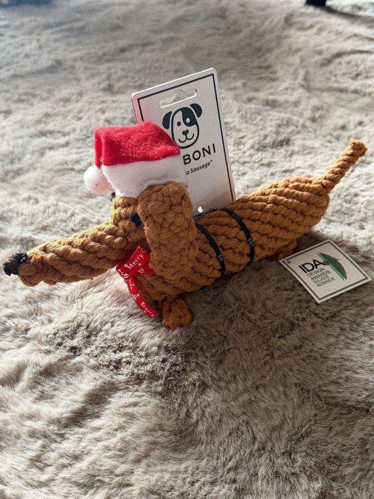 LABONI Santa Sausage – Kerstteckel hondenspeelgoed, Verzenden, Nieuw, Kauwspeelgoed, Overige merken