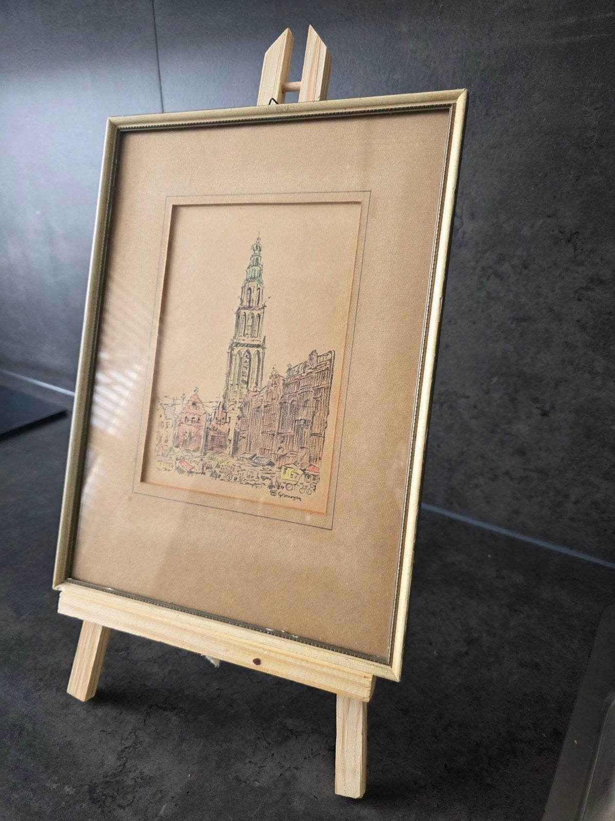 Sybolt Berghuis (1820 - 1896) (Groningen Grote Markt), Ophalen of Verzenden, Gemengde techniek