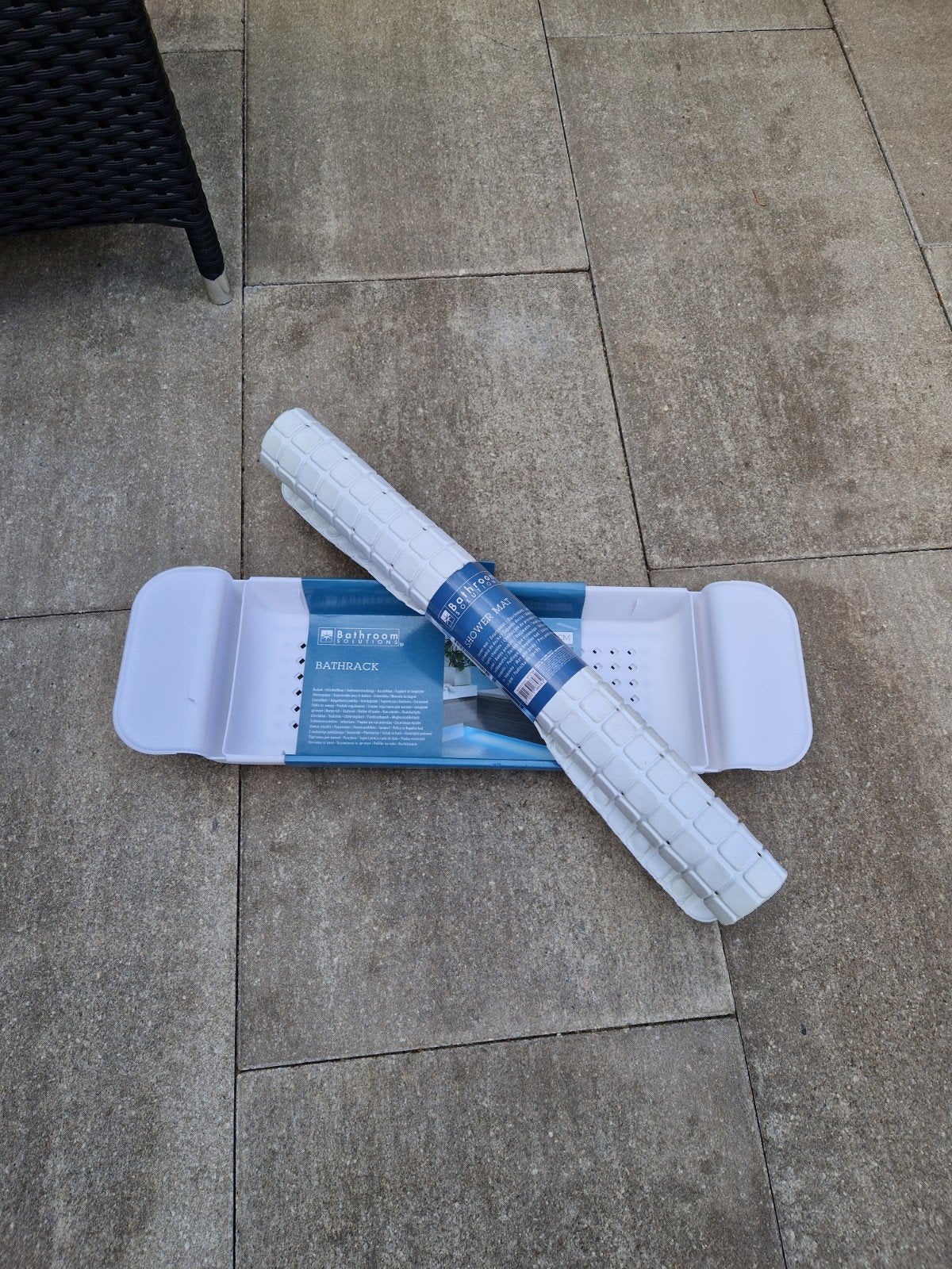 Badrek verstelbaar (55-78cm) en badmat (55x55cm) - Nieuw, Nieuw, Ophalen of Verzenden, Douche-accessoire, Wit