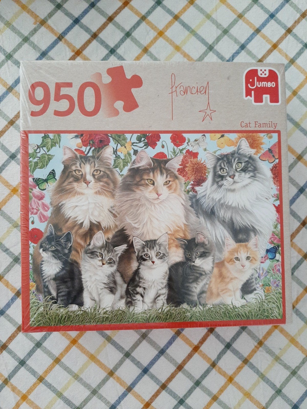 Jumbo puzzel 950 stukjes - Cat Family (nieuw), Ophalen of Verzenden, 500 t/m 1500 stukjes, Nieuw, Legpuzzel