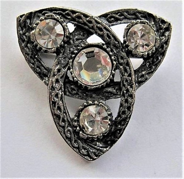 Originele vintage Miracle Keltische Triquetra broche nr 2410, Ophalen, Zo goed als nieuw, Zilver, Overige materialen