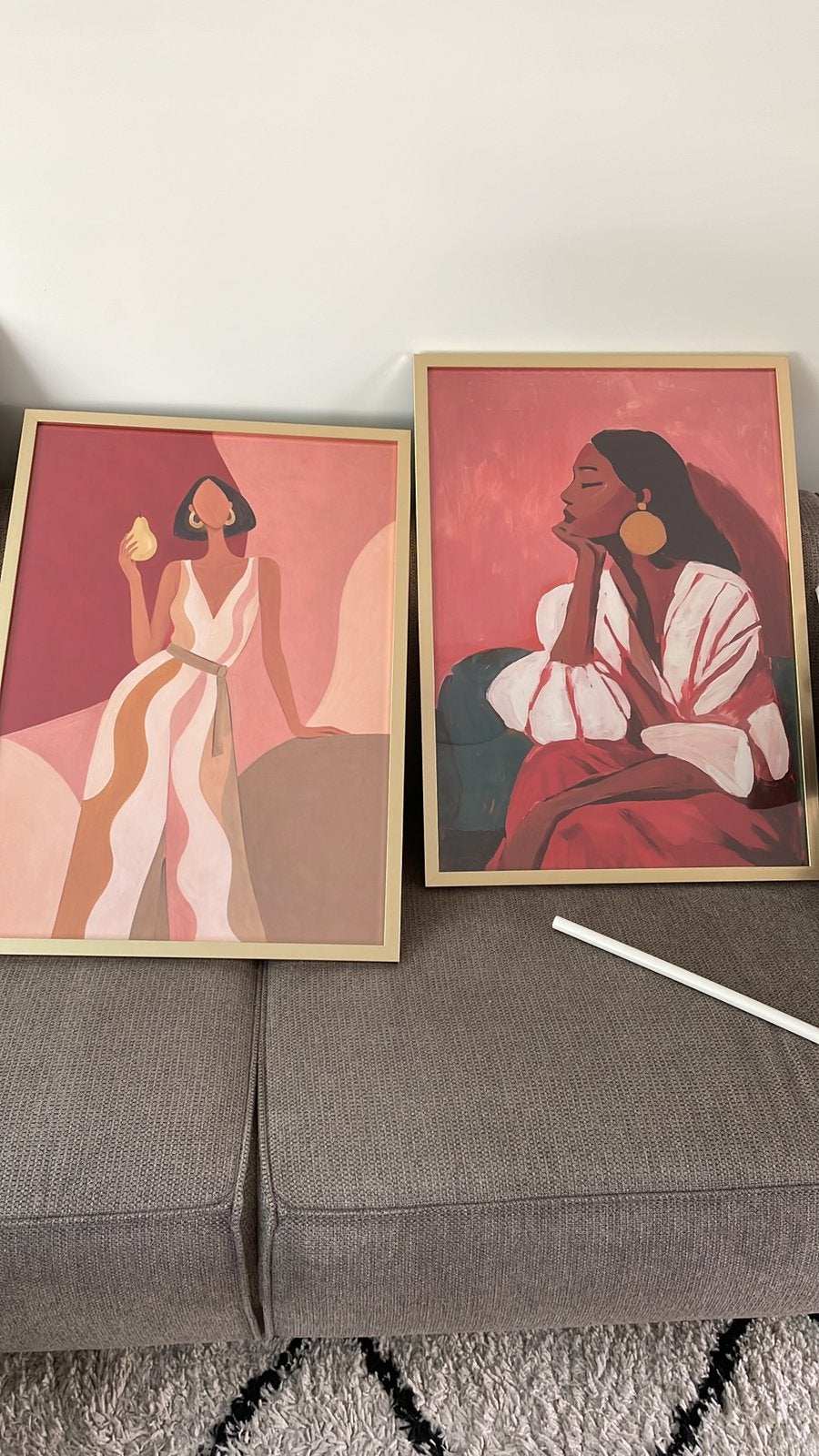 Mooie canas schilderijen met lijst 50x70, Ophalen, Overige materialen, Op houten frame, Abstract